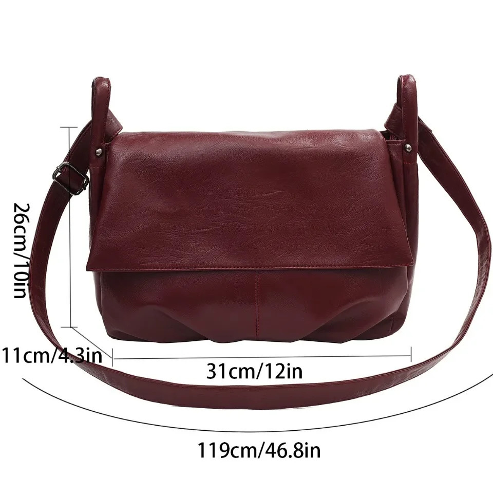 Burgundy Large Leather Bag Women er Solid Color Crossbody Bag Soft Casual Shoulder Bag Women Bolsa Purse 251027