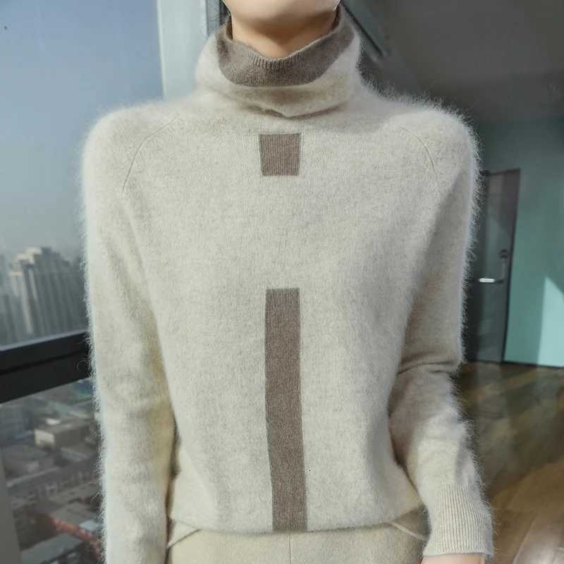 100 Mink Fur Knitted Sweater Womens New Top Pile Collar Cashmere Sweater Thickened Autumn And Winter Warm Jacket DBR058T251027