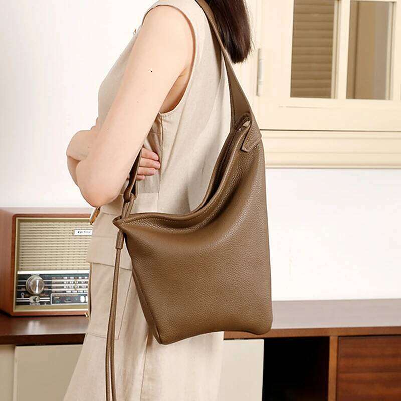 Burminsa Slouchy Genuine Leather Shoulder For Women New 2025 Designer Knotted Messenger Bags Hobo Ladies Handbags