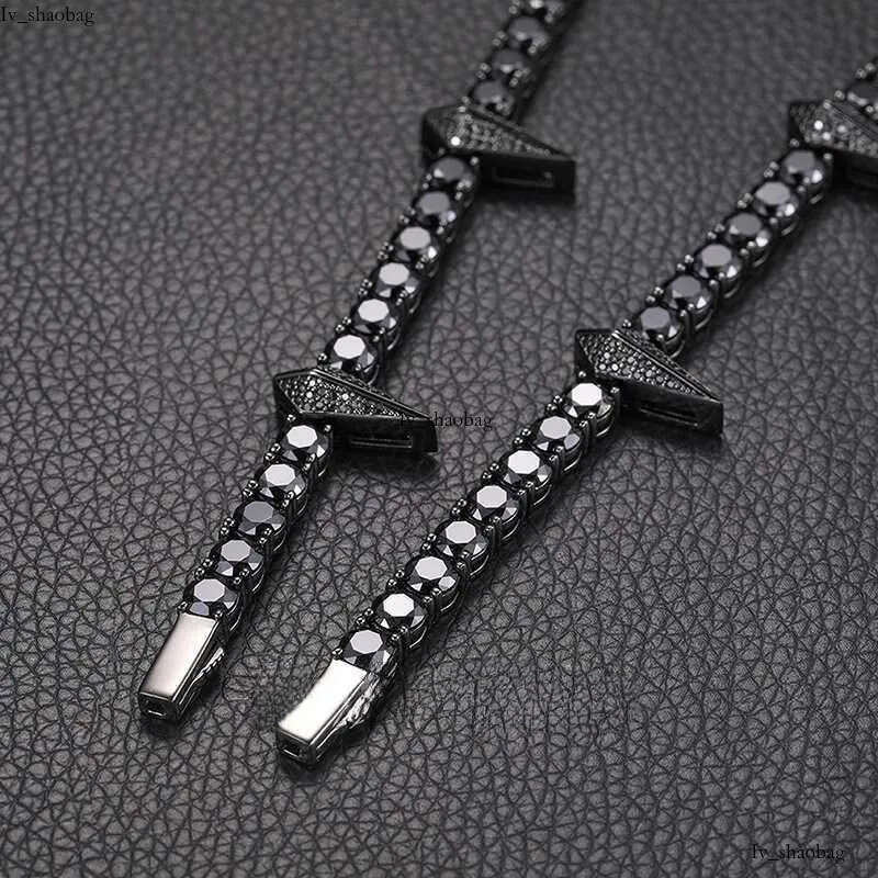 Luster Fine Sterling Sier 5mm Synthetic Dias Chain Wakanda Panther Style Round Black Moissanite Necklace aaa