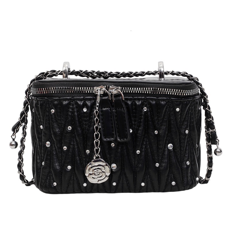 Free shipping designer bag Unique Pleated Embroidery Chain Square Box Bag New Trendy Fashion Versatile Small Square Bag Single Shoulder Crossbody Bag