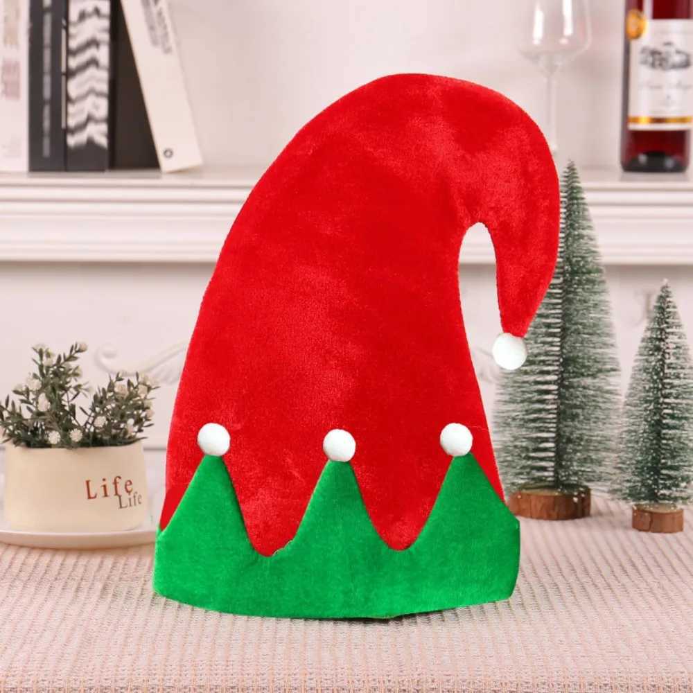 New Creative Ball Stripe Xmas Cap Soft Party Supplies Red Santa Elf Hat New Year Christmas Xmas Outdoor Christmas HatW251027