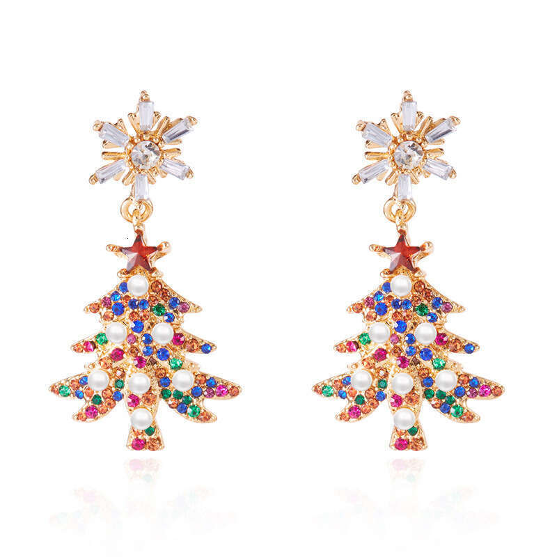 New Dia-Encrusted Snowflake Christmas Tree Fashion Niche Exquisite Versatile Earrings for Women