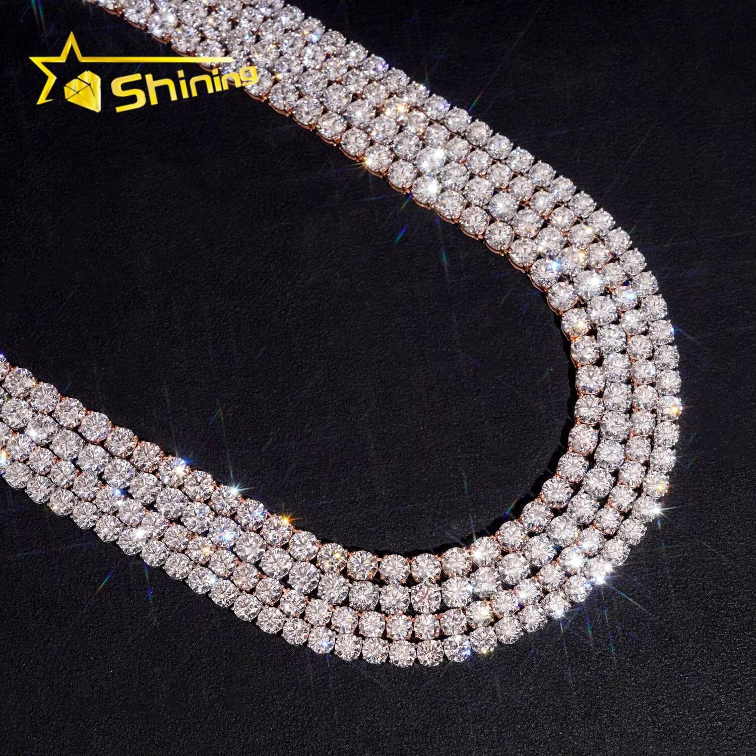 Hip Hop Jewelry Classic Prong Setting Top Quality 10k Rose Gold Lab Grown Diamond Tennis Chain