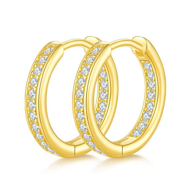 D Color VVS1 Clarity Brilliant Round Cut 12mm Moissanite Single Row Inside Out Hoop 925 Sterling Silver Earrings for Women