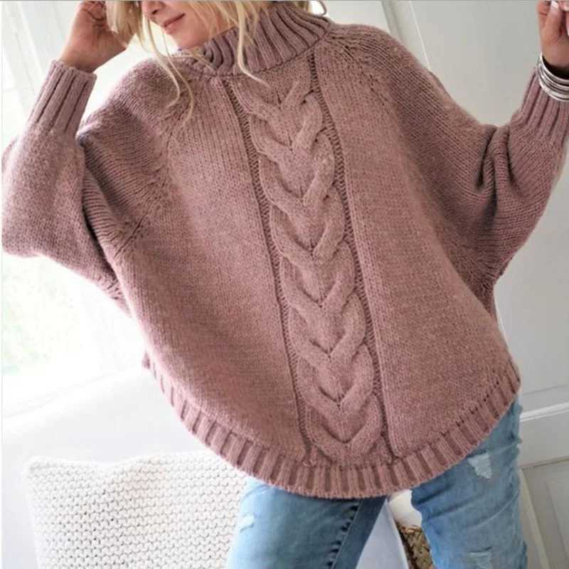 Europe Autumn Winter New Pullover Women Largesize Loose Bat Sleeve Knitted Sweater Female Fashion StreetwearT251027