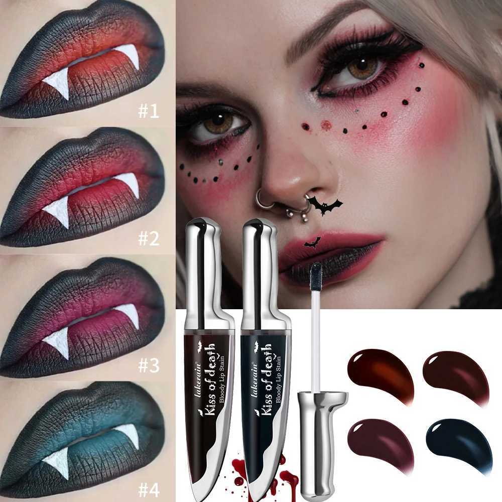 Gothic Bloody Lip Stain Matte Dark Red Green Halloween Lip Glaze Tint Knife Shaped Bottle Vampire Lipstick Makeup Waterproof W251027