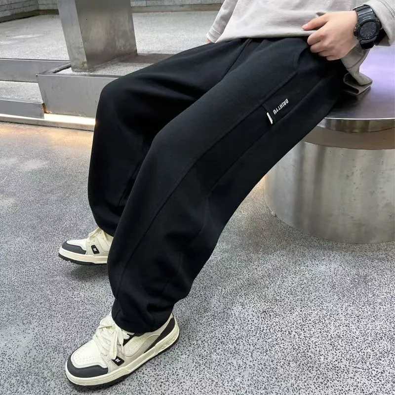 2025 New Boys Girls Sporty Sweatpants Tween Curved Cargo Casual Loose Comfortable Long Pants Straight Leg for KidsT251027