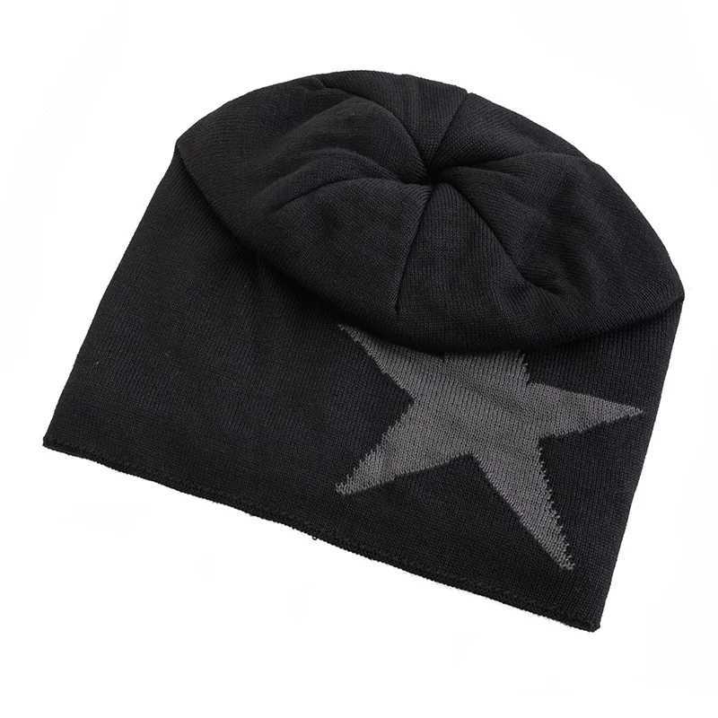 New Unisex Slouchy Winter Hats Five Star Pattern Warm Hats For Men Women Plush Fur Lined Fashion Ski Beanie CapW251027