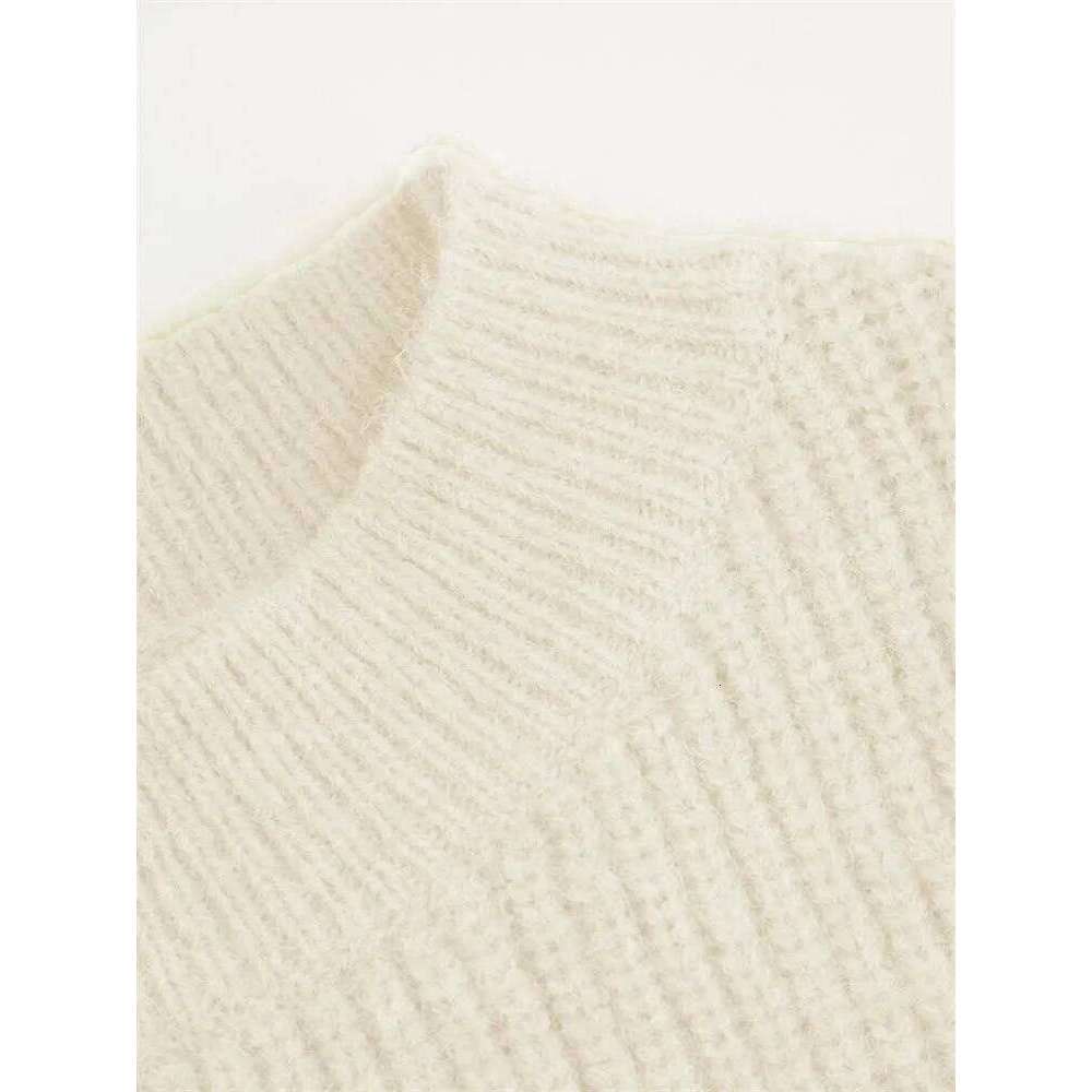 Casual Floral Embroidery Lantern Long Sleeve For Women Autumn Winter Elegant Mock Neck Cropped Knit Sweater Pullover Top Women Sweater Designer Sweate