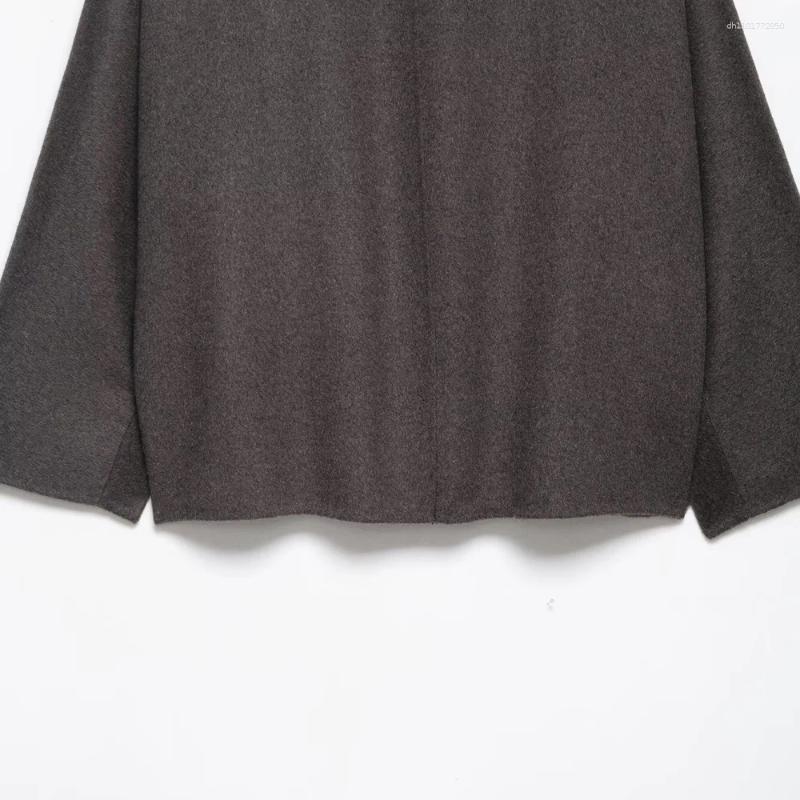 Women's Jackets Knitted Loose Jacket With Collar Long Sleeve Button Pocket Autumn And Winter Fashionable