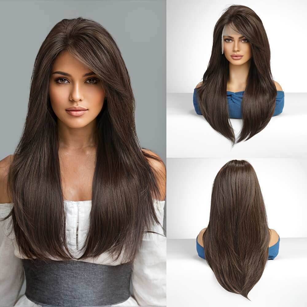 Haircube Wig 13X6 Inch High Temperature Fiber Haircube Elegant Straight Lace Front Wig - Natural Look & Comfort Fit Women, Versatile For Festivals, Pa