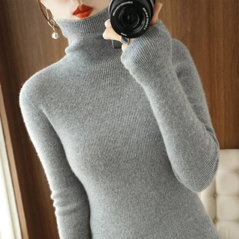 Women Sweater Turtleneck Slim Pullovers Autumn Winter Warm Bottoming Shirts Jumpers Basic High Strecth Fashion Korean Knitwear 251027