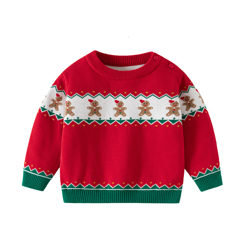 New European and American style Christmas knitted baby sweater A-level pure cotton thickened children's sweater autumn and winter children's