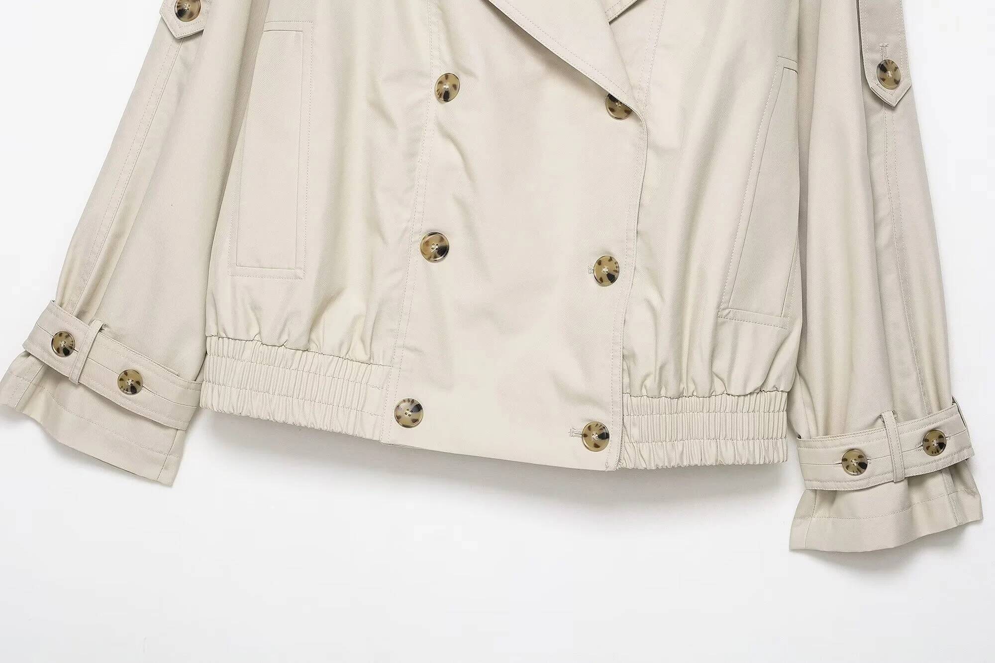 winter jacket women autumn new women's casual fashion temperament short fur splicing double-breasted trench coat jacket