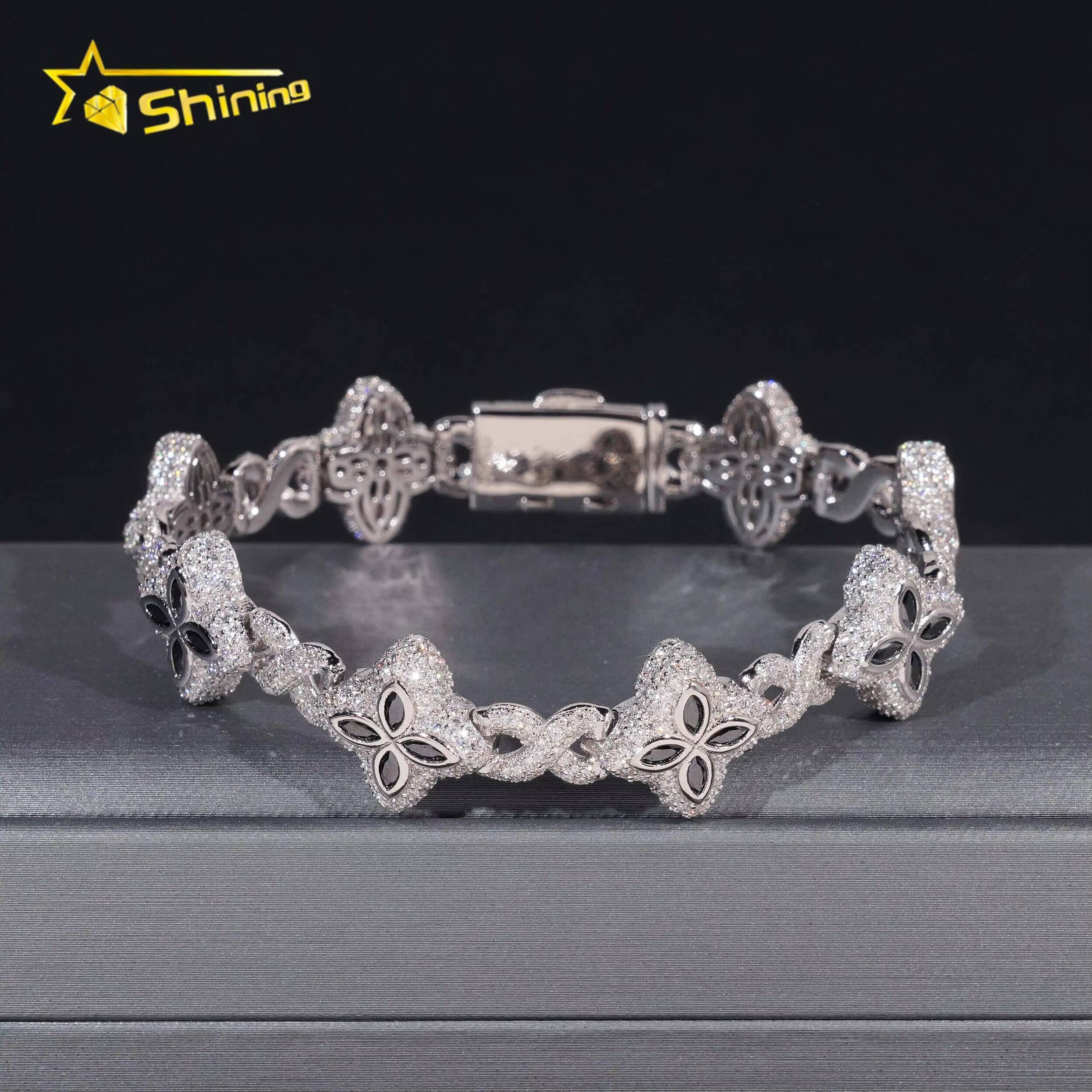 Hot Sale New Design Hip Hop Colorful Marquise 925 Silver VVS Moissanite Iced Out Bracelet