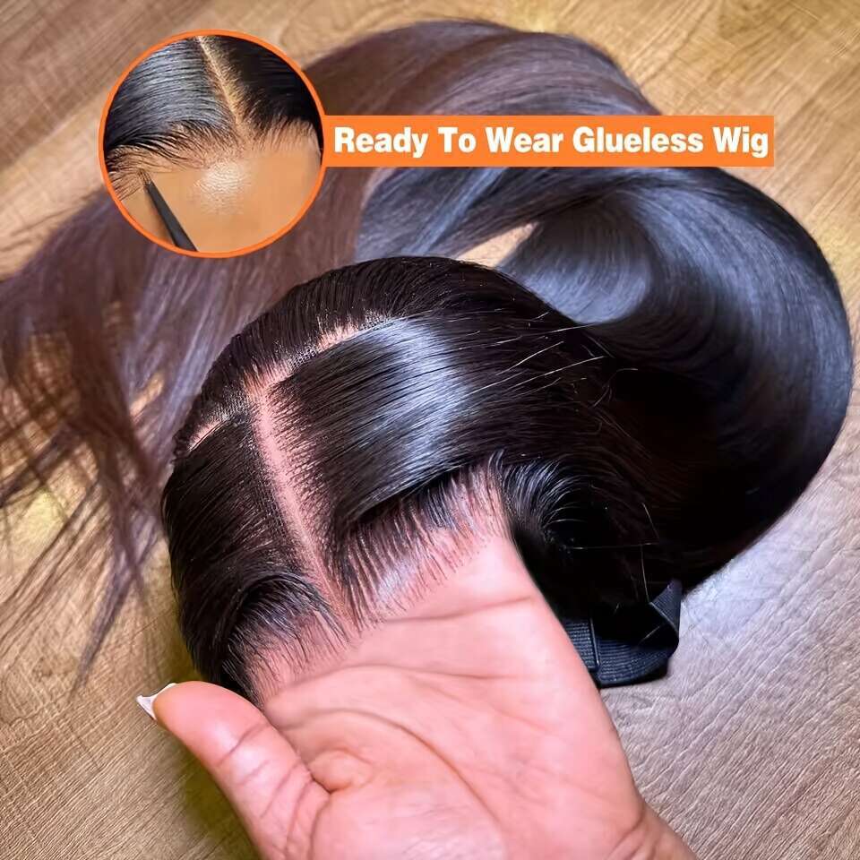 Cut Real Put On And Go Bone Straight For Women Pre Plucked 6X4 Ready Instantly Without Glue 3 Seconds To Wear Glueless Wig 200 Density Transparent Lac