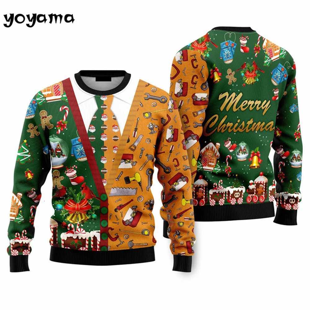 Fake Cardigan Christmas Man Hoodie 3D Printed New Year Party Xmas Sweatshirt Women Party Birthday Christmas Pullovers Winter Top W251027