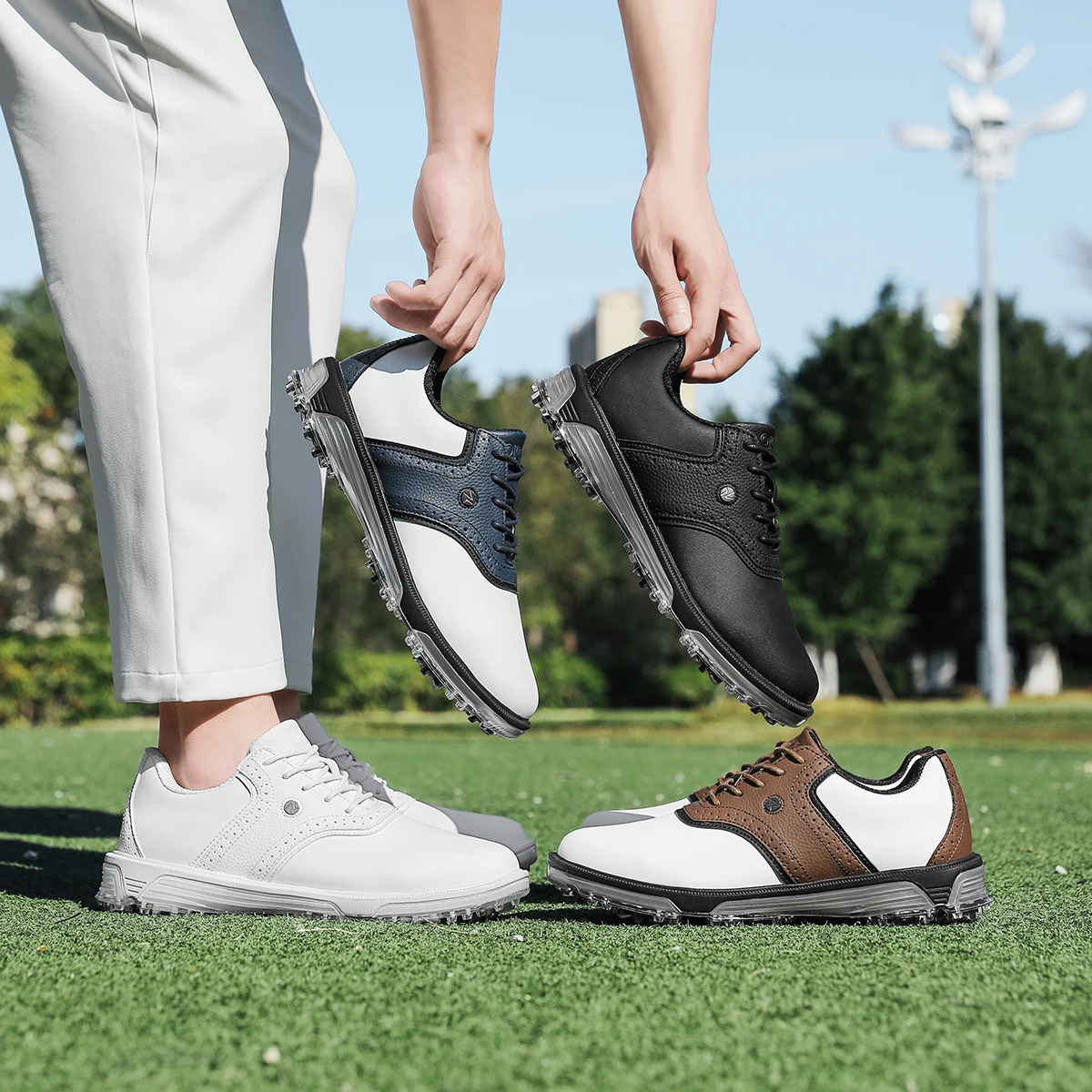 Golf Shoes waterproof Golfer Sport shoes Man Ankle Golf Sneaker supplies Golfing Shoes Non Slip Comfortable Walking Shoe white 251023