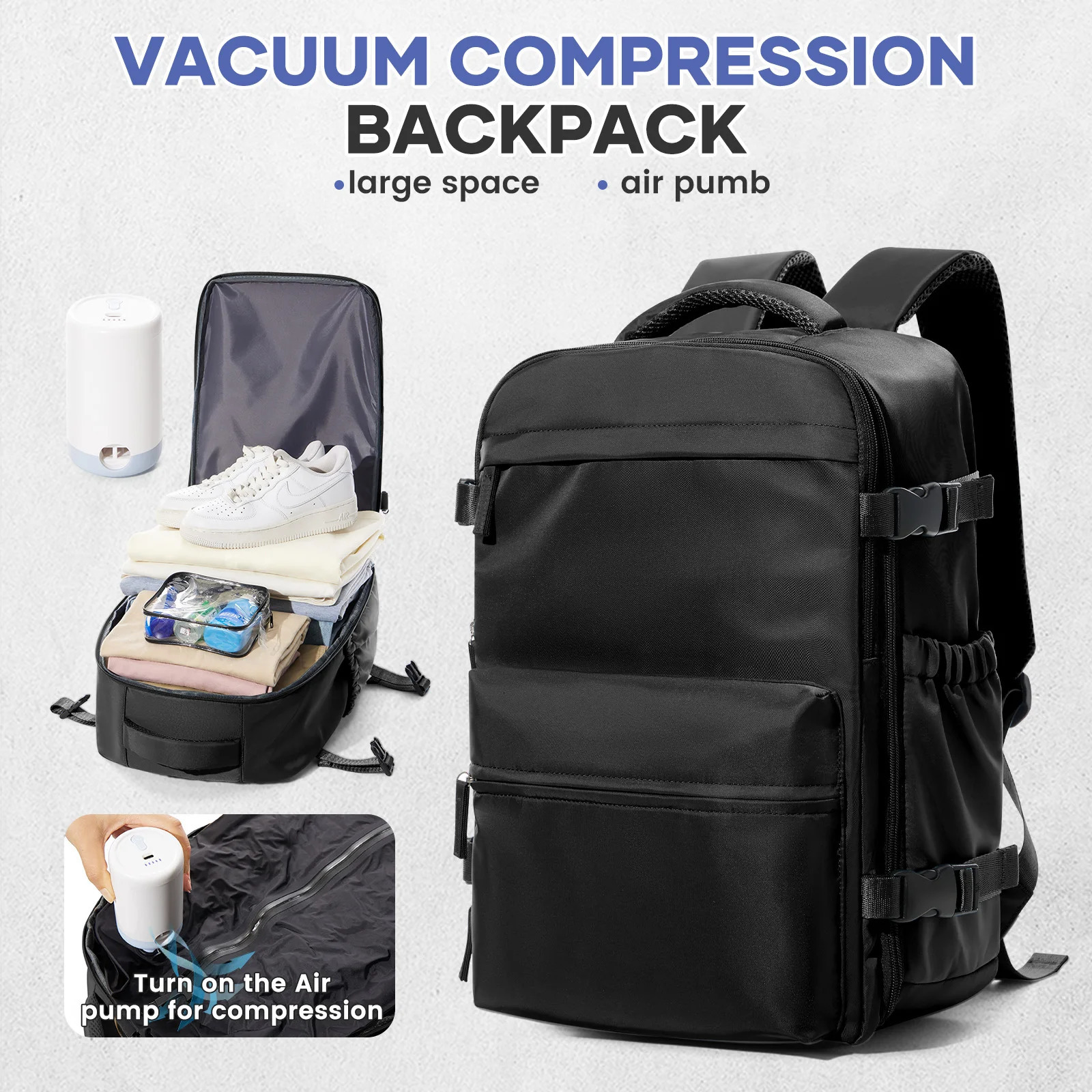 Vacuum Backpack Travel Bag for Men Large Capacity Backpack Business Laptop Backpack Women Men Expandable Backpack School Bag 251027