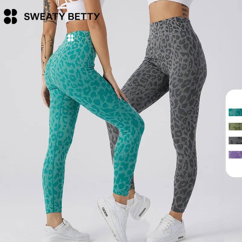 winter jacket women Sweaty Betty Women's Peach Fiess Leopard Pattern Nine Cent Running Tights Hip Lifting Exercise Seamless Yoga Pants