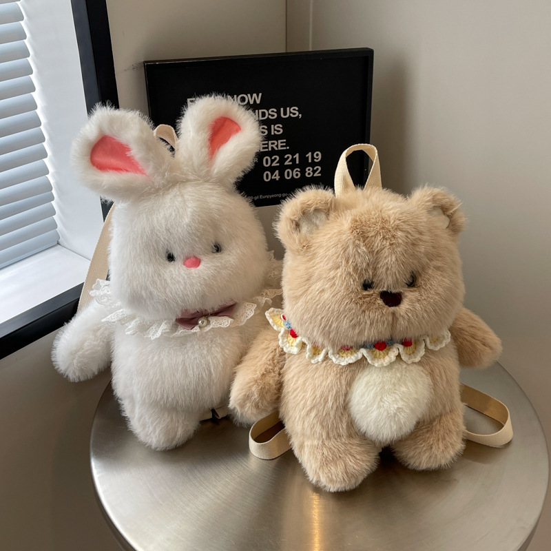 Free shipping designer bag Autumn and Winter New Milk Tea Bear Backpack Plush Doll Cute Bag for Women Double Shoulder Bag School Bag Plush Toy Doll