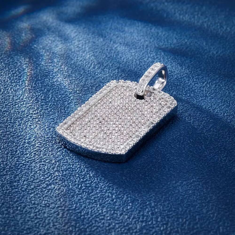 Popular Hiphop Jewelry Fully VVS Moissanite Sterling Silver 925 Dog Tag Iced Out Pendant