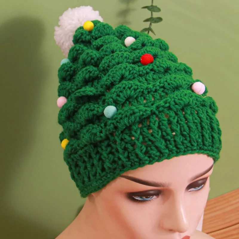 Christmas Knitted Hat Home Christmas Party Adults Kids Creative Pine Tree Shape Christmas Hat Comfy Warm Pullover Hat for GiftW251027