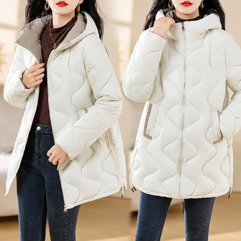 Winter Jacket Parkas Women Coat Fur Collar Hooded Overcoat Female Jacket Parka Thick Warm Cotton Padded Outwear 251013