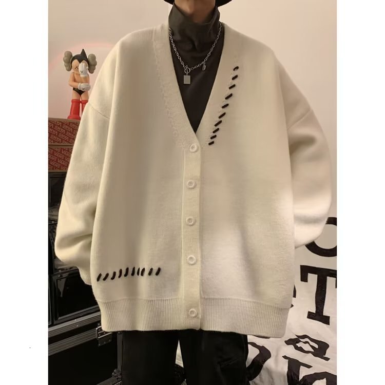 Men's Autumn Designer Sweater Cardigan Knitted Sweater Trendy Brand Cool High-end Feel Plus Size Lazy College Style Jacket