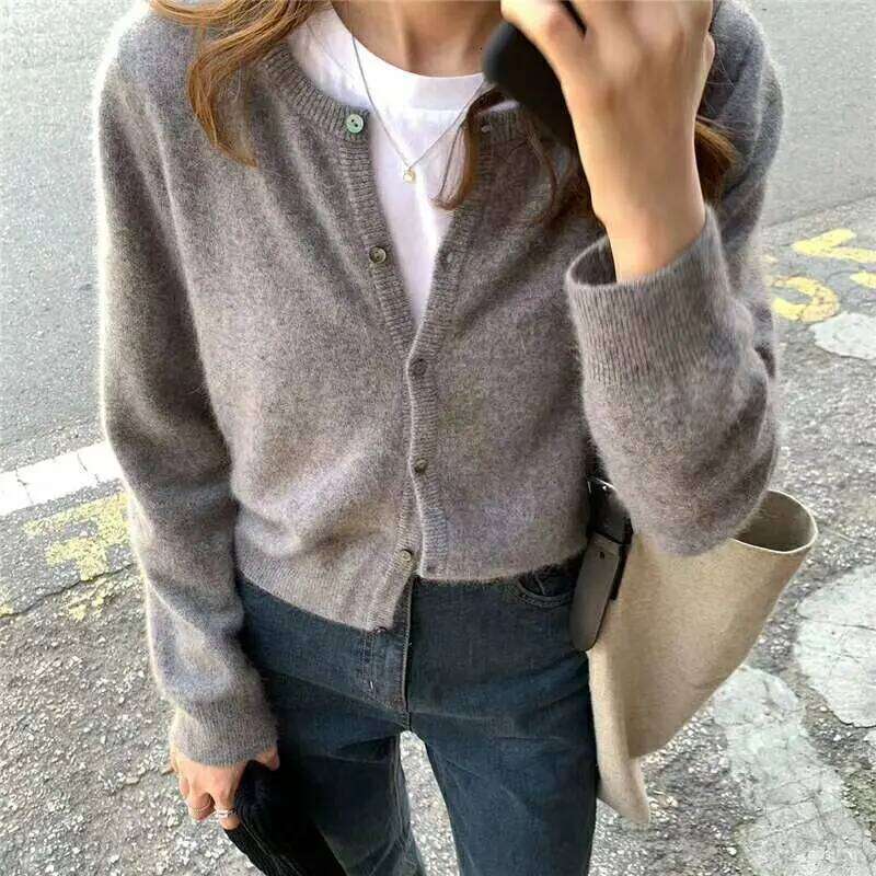 Cashmere Sweater Cardigan Women Single Breasted Long Sleeve Elegant Vintage Jumper Solid Wool Knitted Autumn Winter Outwear Women Sweater Designer Swe