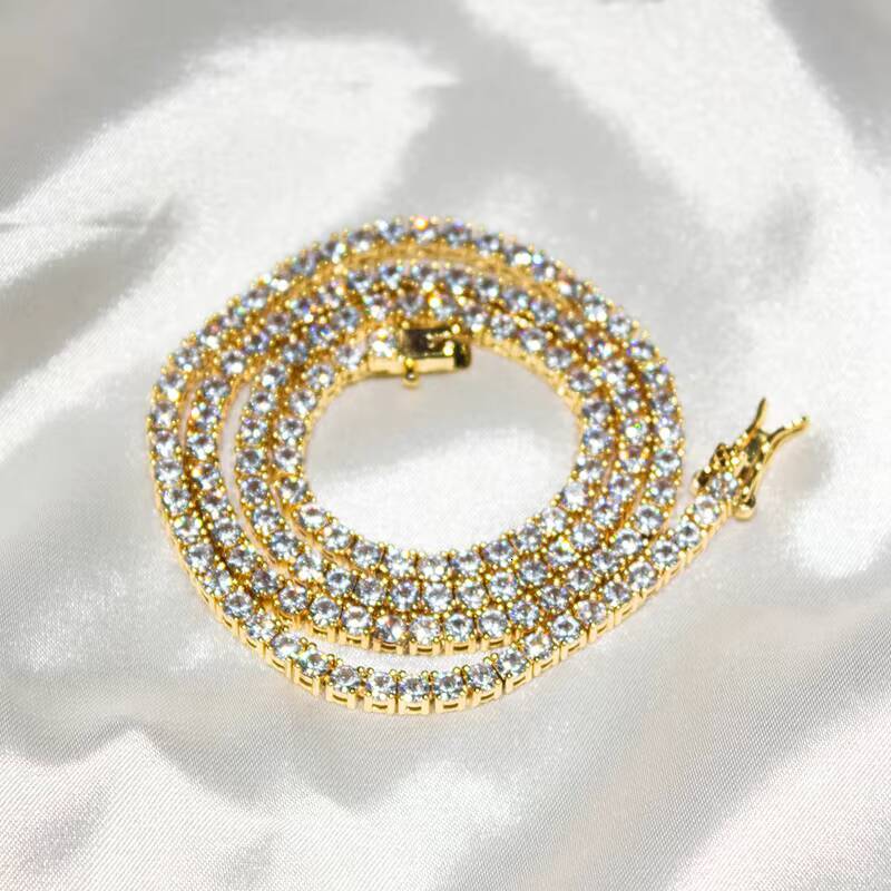 Pass Diamond Tester Hip Hop Jewelry Charms Iced Out 4mm 925 Silver VVS Moissanite Tennis Chain Necklaces