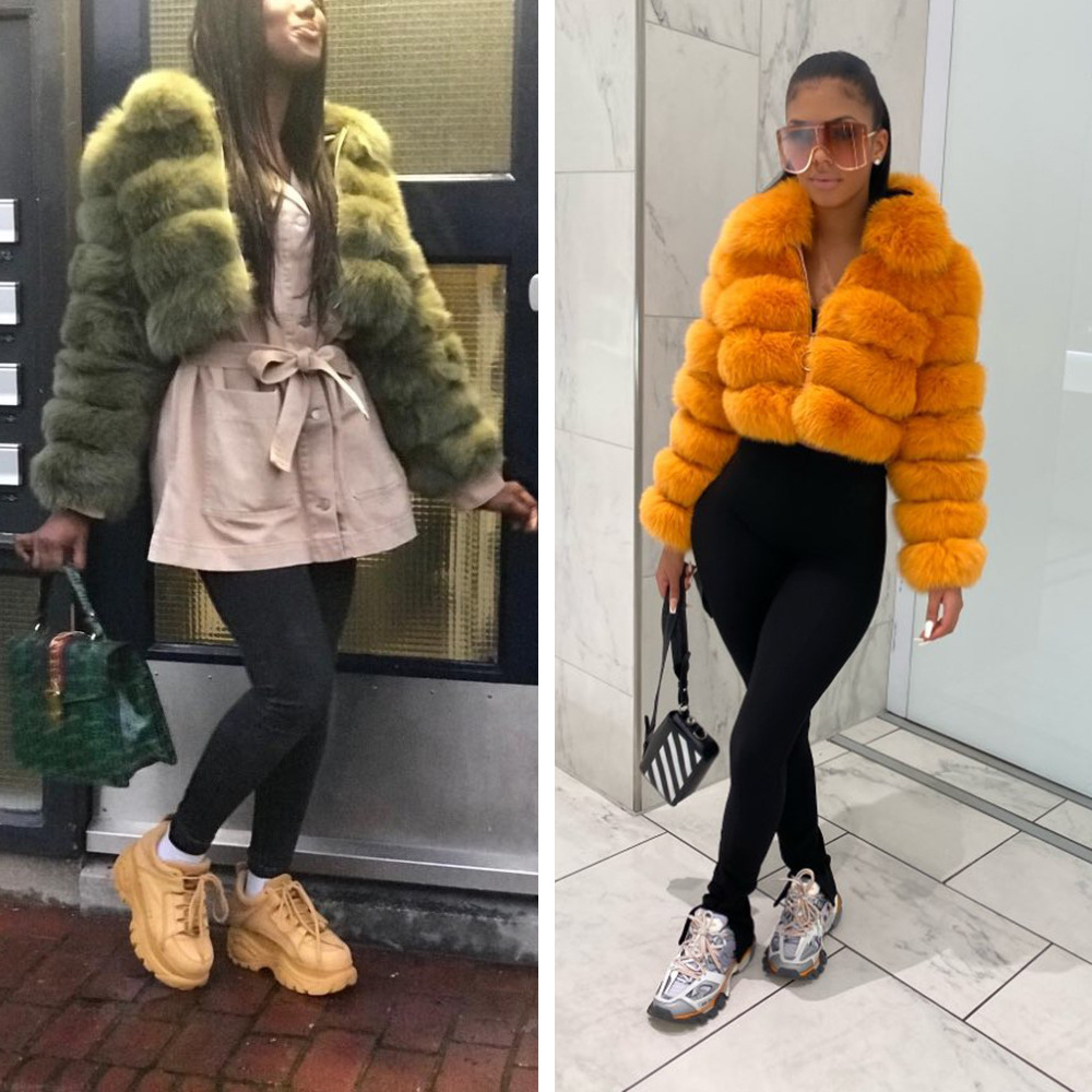 Fashion Women's Faux Fur Coat Lapel Zipper Long Sleeves Loose Thick Imitation Fur Short Jacket Winter