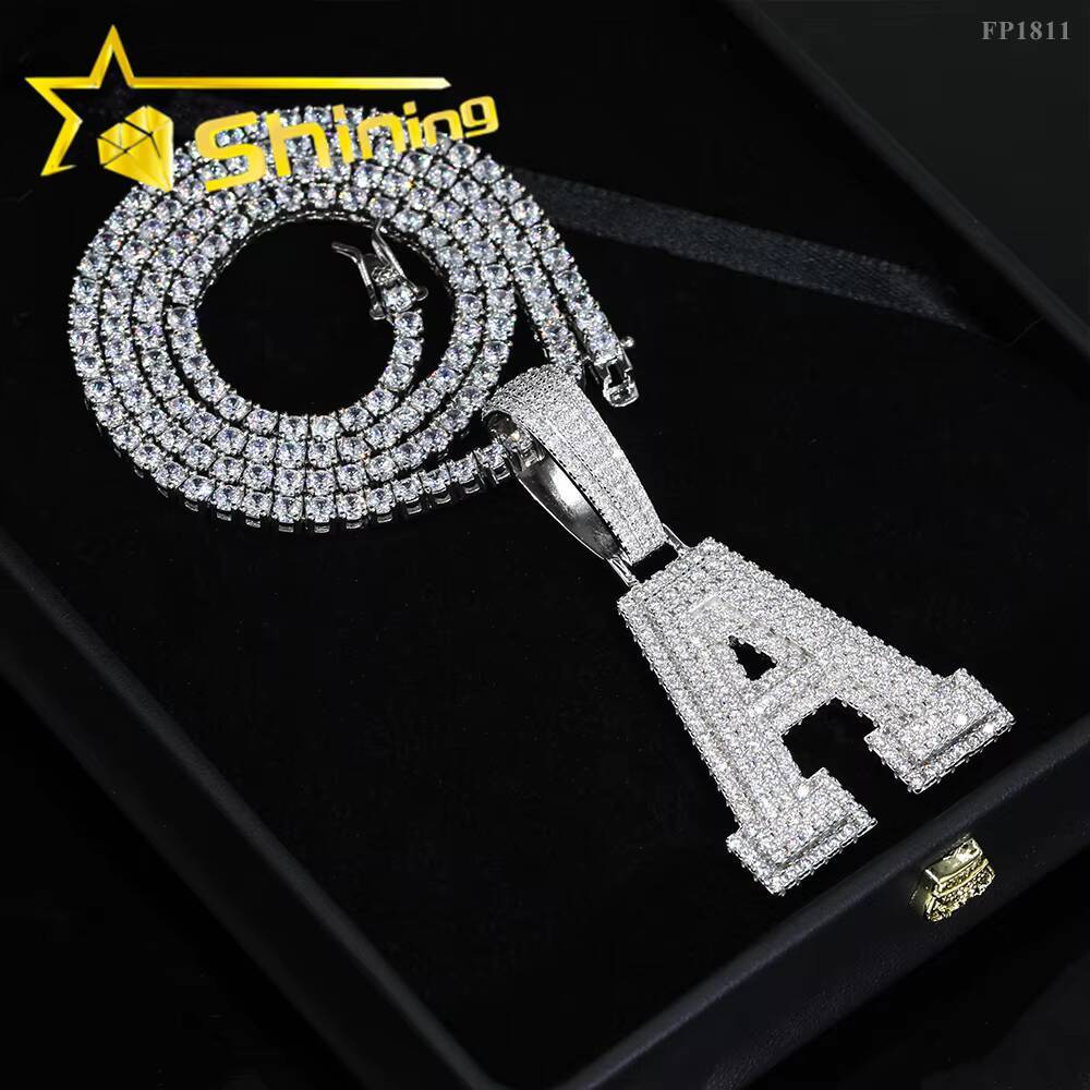 Initial Letter Pendant VVS Moissanite Pendant 925 Silver Gold Plated Iced Out Letter Pendant Hot Sale Hip Hop Jewelry
