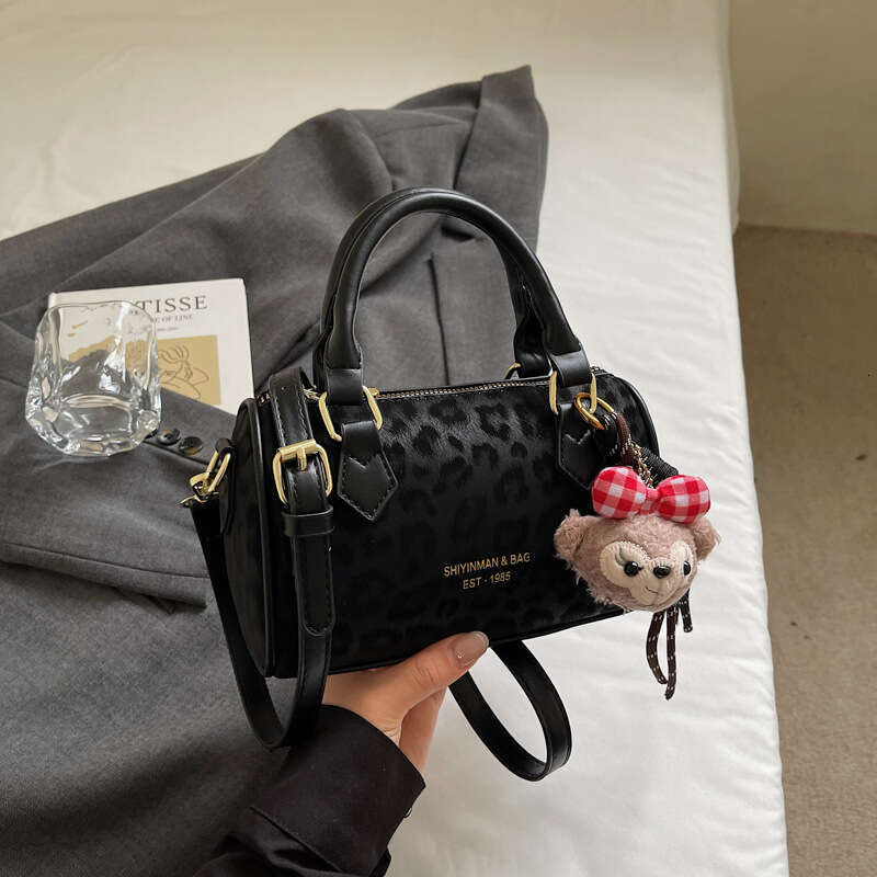 Women's Leopard Print Boston Pillow Designer Bag - 2025 New Trendy High-Value Handbag, Stylish for Handheld, Shoulder & Crossbody Wear