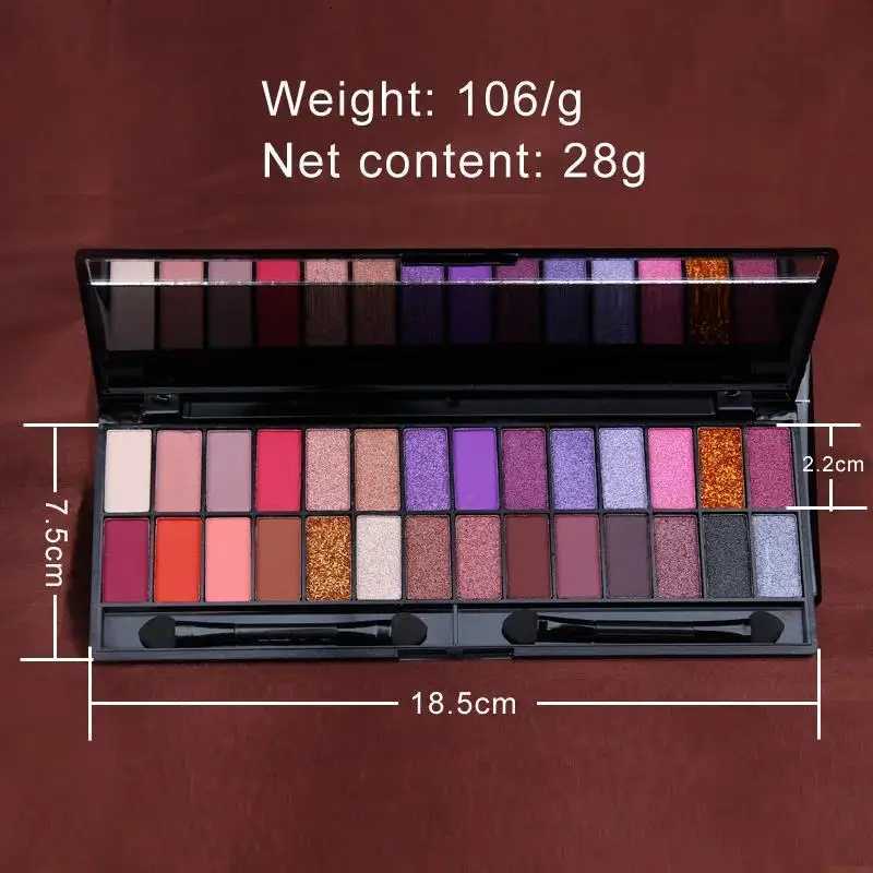 Matte Shimmer Eyeshadow Palette 28 Colors Waterproof Long Lasting Professional Makeup Kit With Dual Ended BrushXJ251027