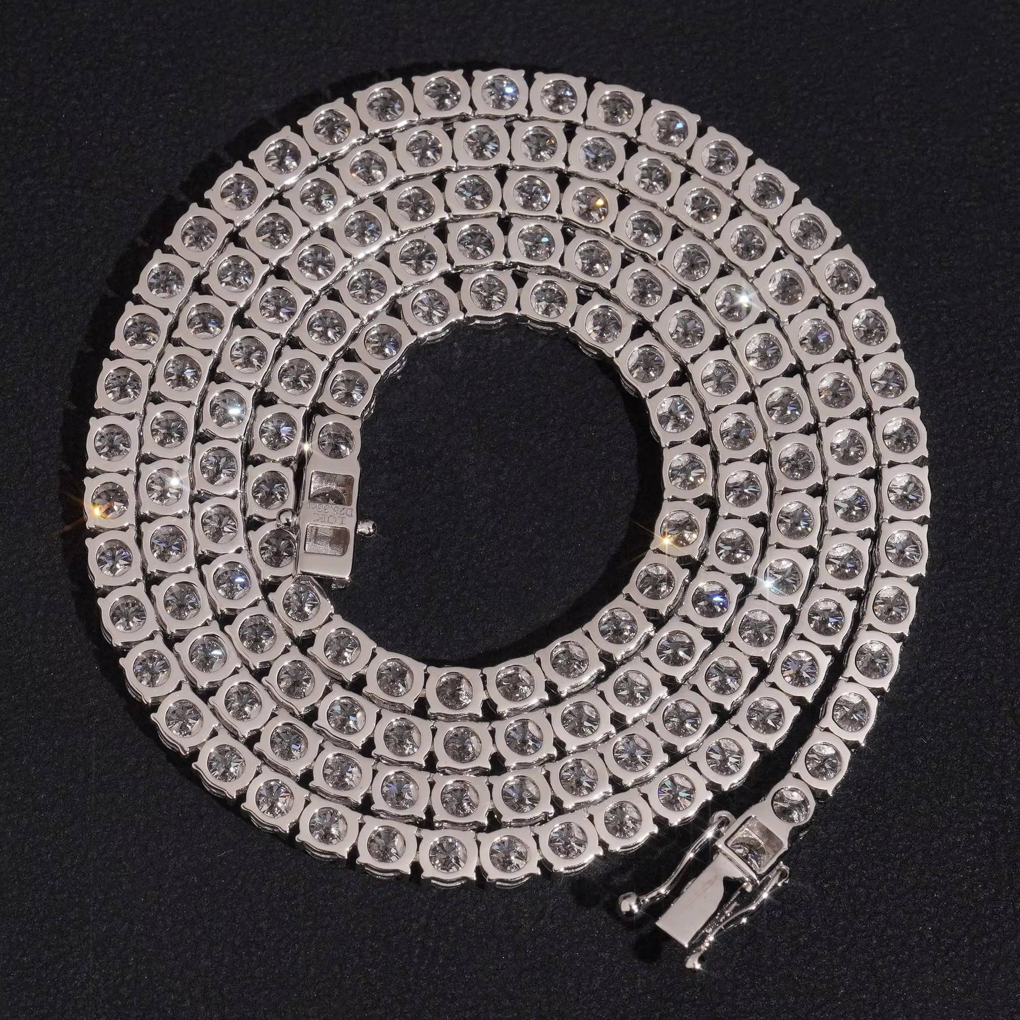 Custom Made Luxury Jewelry 10K White Gold 35MM VVS1 Lab Grown Diamond Tennis Chain Necklace