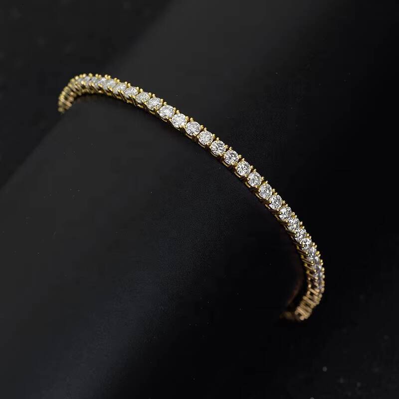 GoldPlated 925 Sterling Silver VVS Real Moissanite Tennis Bracelet Trendy Style for Gifts and Parties Comes with Certificate