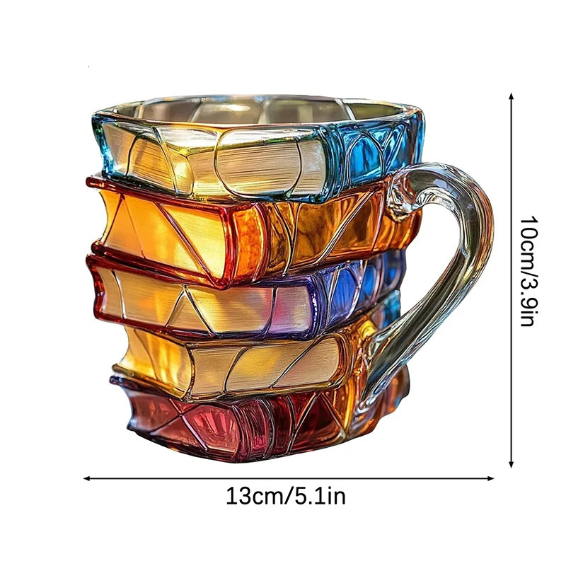 Painted Book Mug 11oz Novelty 3d Books Coffee Unique Colorful Resin Stack Cup Collection Gifts 251024