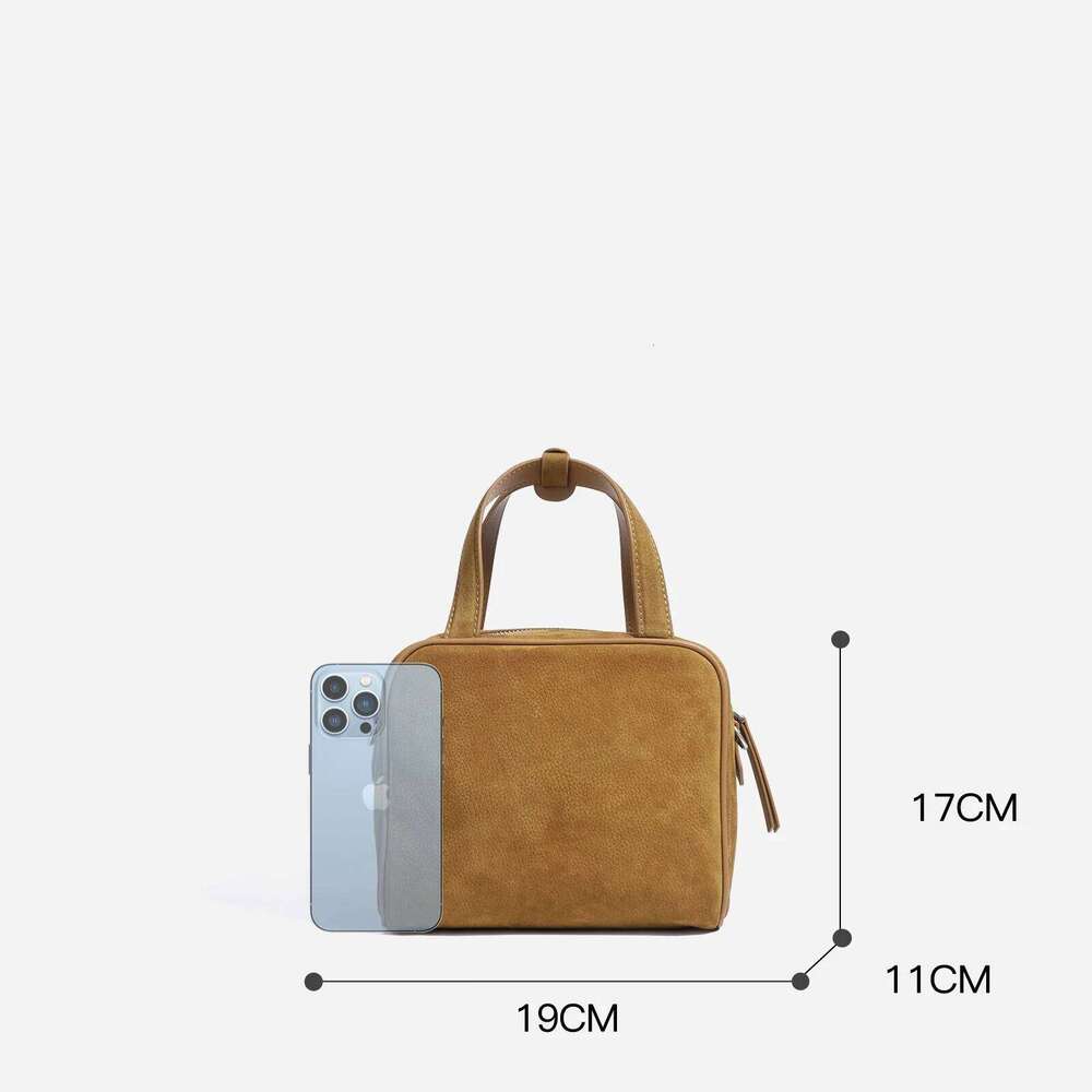 Designer Luxury New Top Grain Nubuck Leather Bowling Crossbody Shoulder Bag Unique Design Structured Box Women S Zipper Pack Versatile