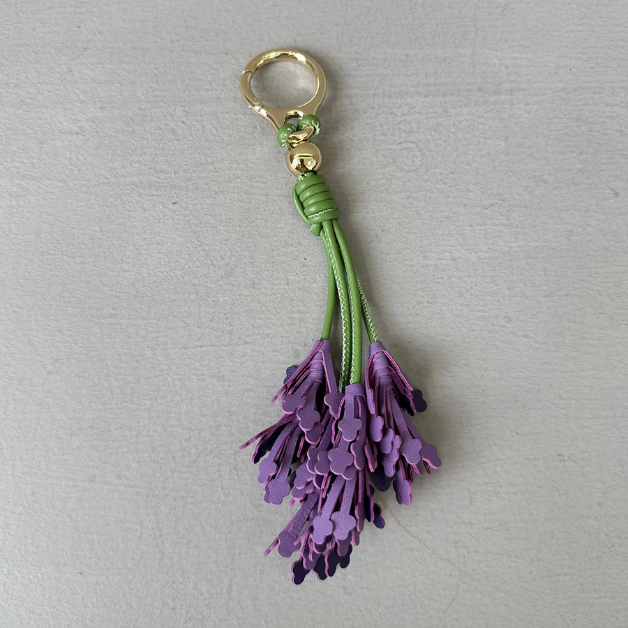 Tomato Leather Bag Charm Purple Flower Keychain Bag Pendant Decoration High Girl Gift Bag Accessories 251027