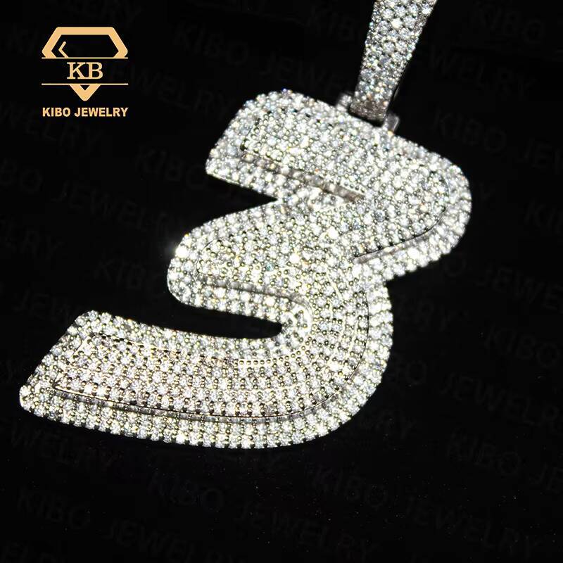 Custom Number 3 Pendant Iced Out Vvs Moissanite Name Letter Charm Men Hip Hop 925 Silver Chains Pendant