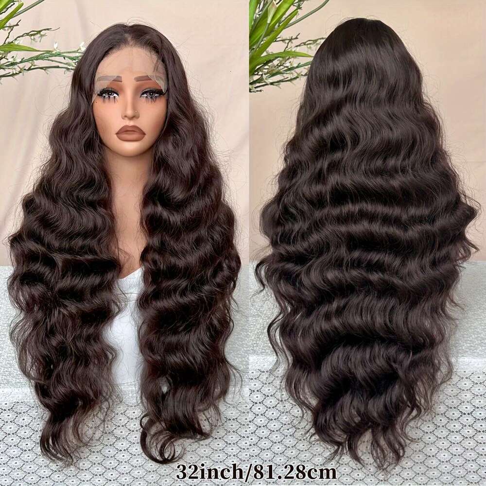 13X6 Loose Wave Brown Body Hairpiece With Transparent Lace Front - Suitable For Daily Wear