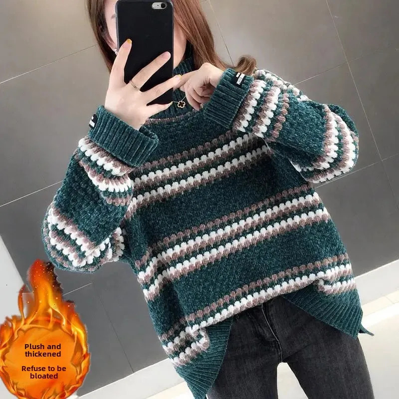 Autumn Winter Korean Style Fashionable Versatile Sweater Womens PoloTurtle Neck LooseFit Knitted Top Outer Wear 251027