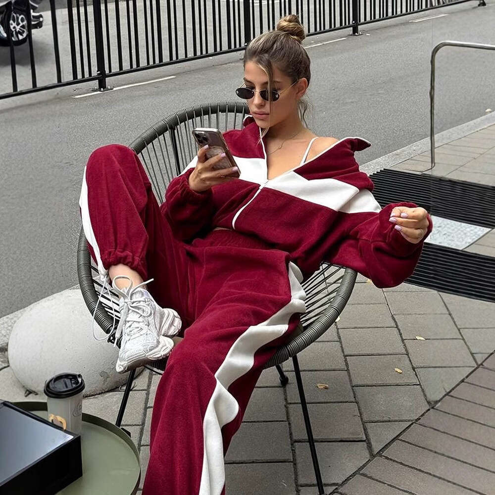 2025 Fashion Casual Sports Suit Zipper Cardigan Long Pants Two-Piece Set for Women