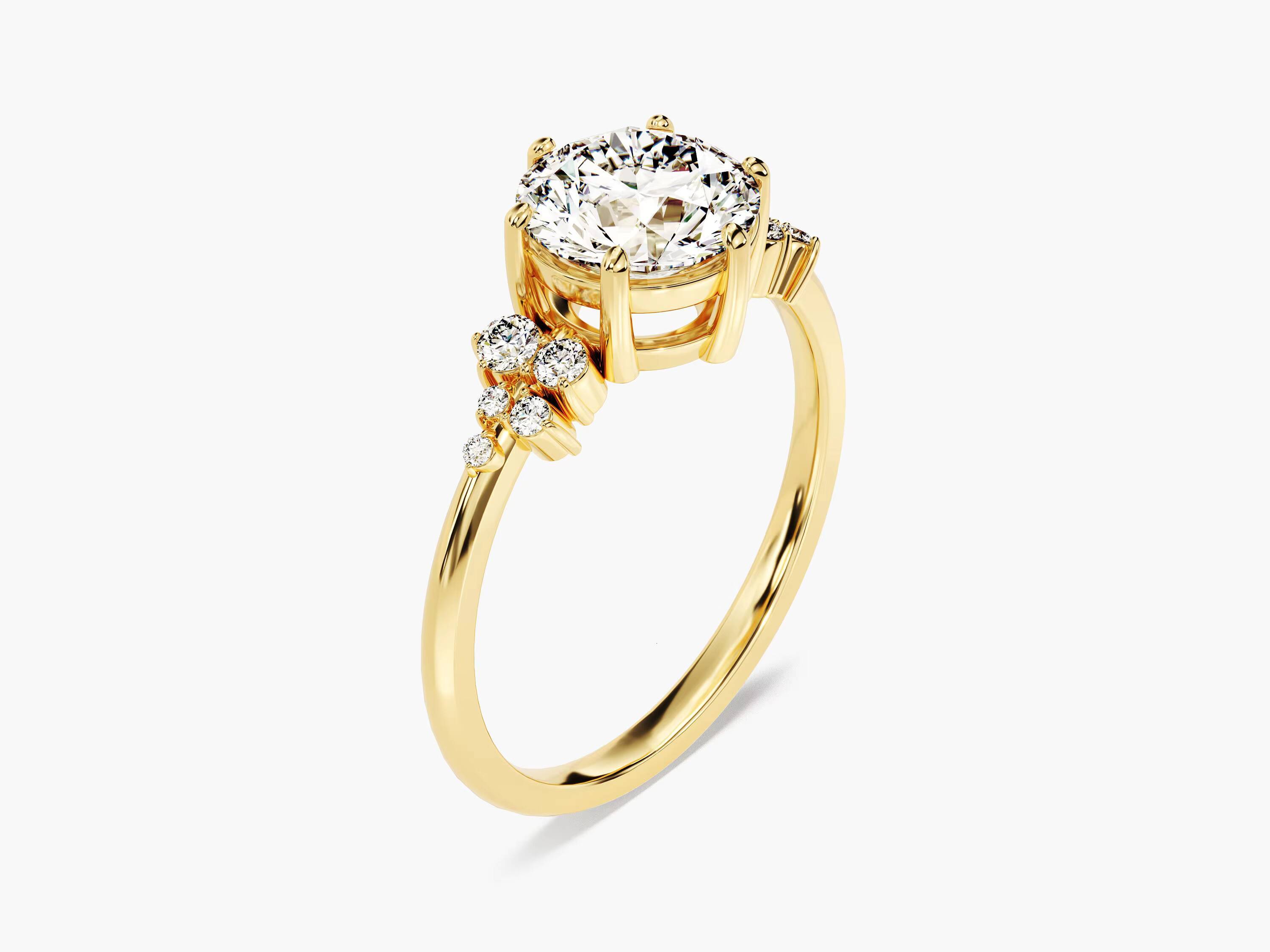 Round Cluster Engagement Ring 14k 18k Gold Lab Grown Diamond Ring Promise Solitaire Diamond Ring