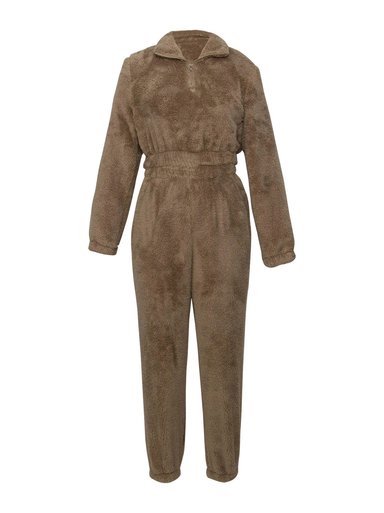 Winter Plush Two Piece Set Casual Home Warm Suit For Women Fashion Zipper Lapel Pullover Top Elastic Waist Trousers 251027