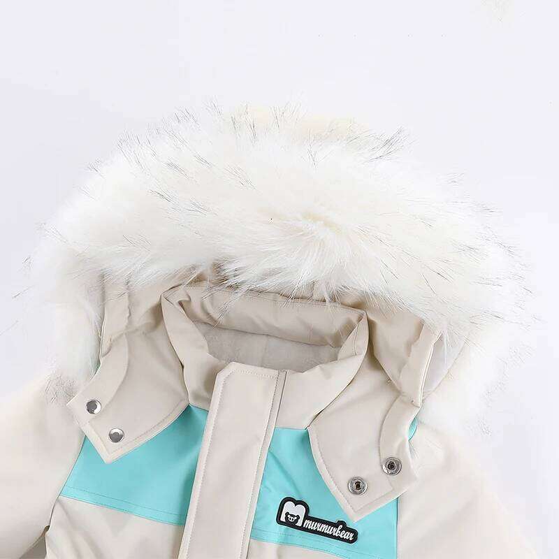 -30 Degree Winter Ski Suit Waterproof Baby Jumpsuit Thicken Boys Overalls Warm Kids Clothes Children Clothing Set 1-5 Yrs