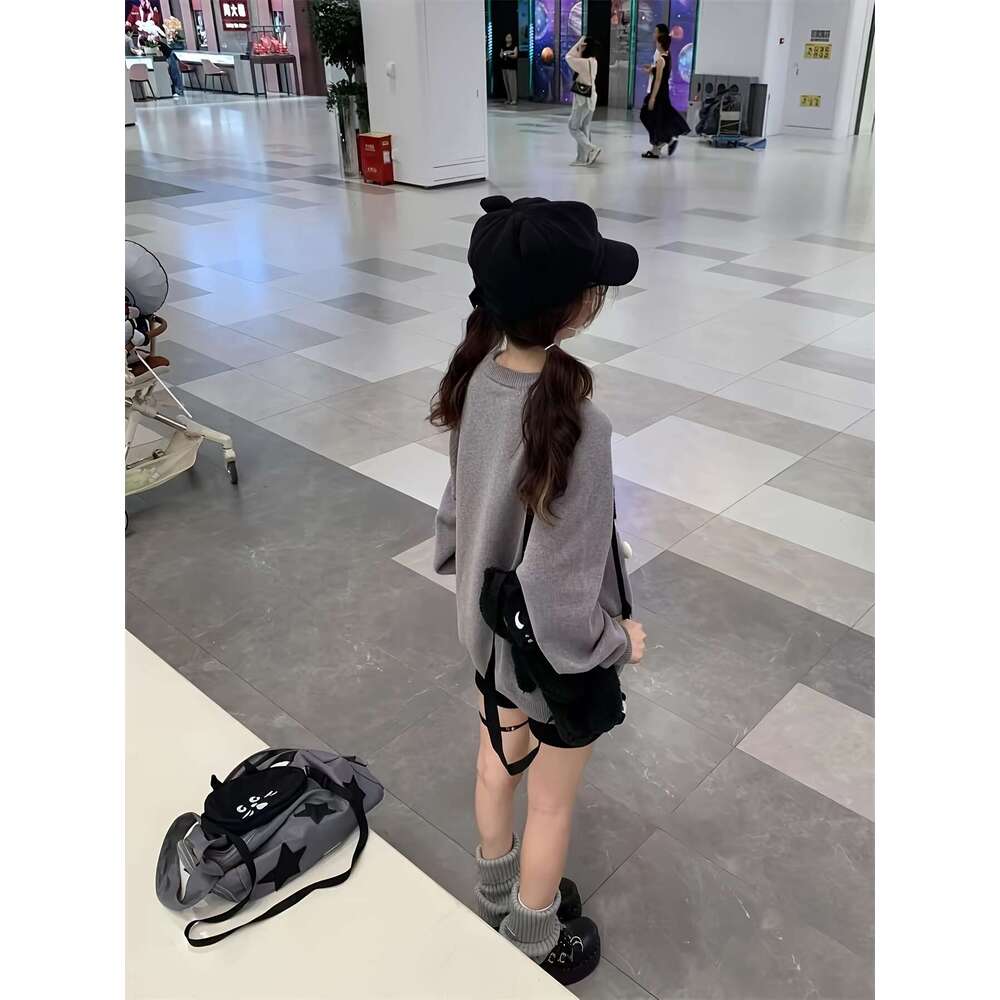 Women's Cute Cat & Color Block Sweater - Soft Mid-Stretch Long Sleeve Pullover, Loose Fit Round Neck Cozy Fall Winter Casual Chic Autumn Fashion,