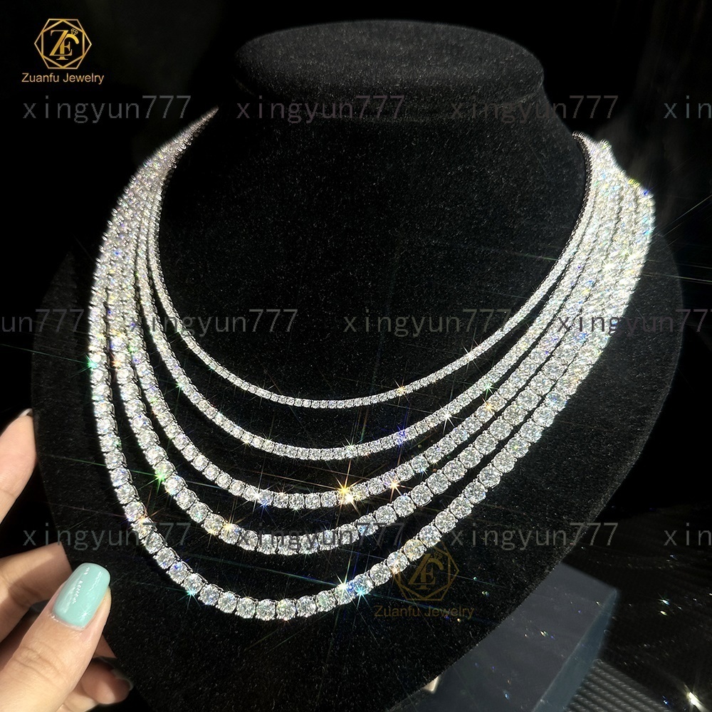 Luxury Style Design 3mm D Color VS1 Quality Round Shape 4 Claws LAB Created Diamond 14K Lab Grown Diamond Tennis Necklace